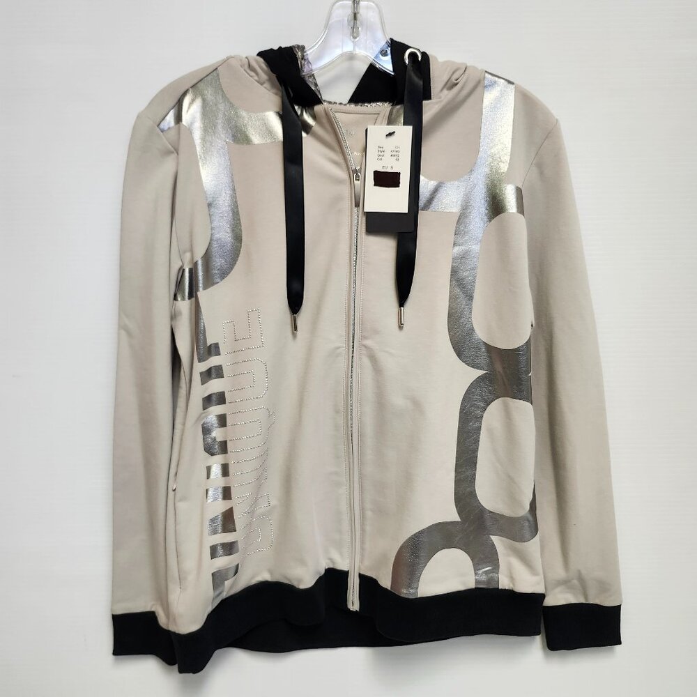 I'Cona Women's Tan/Beige Hoodie W/Metallic Netted Inner Hood Size S & XXL